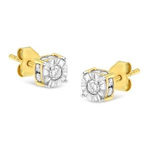Haus of Brilliance 10K Yellow Gold Plated Silver 1/2 Cttw Miracle Set Diamond Stud Earring - 1 of 4