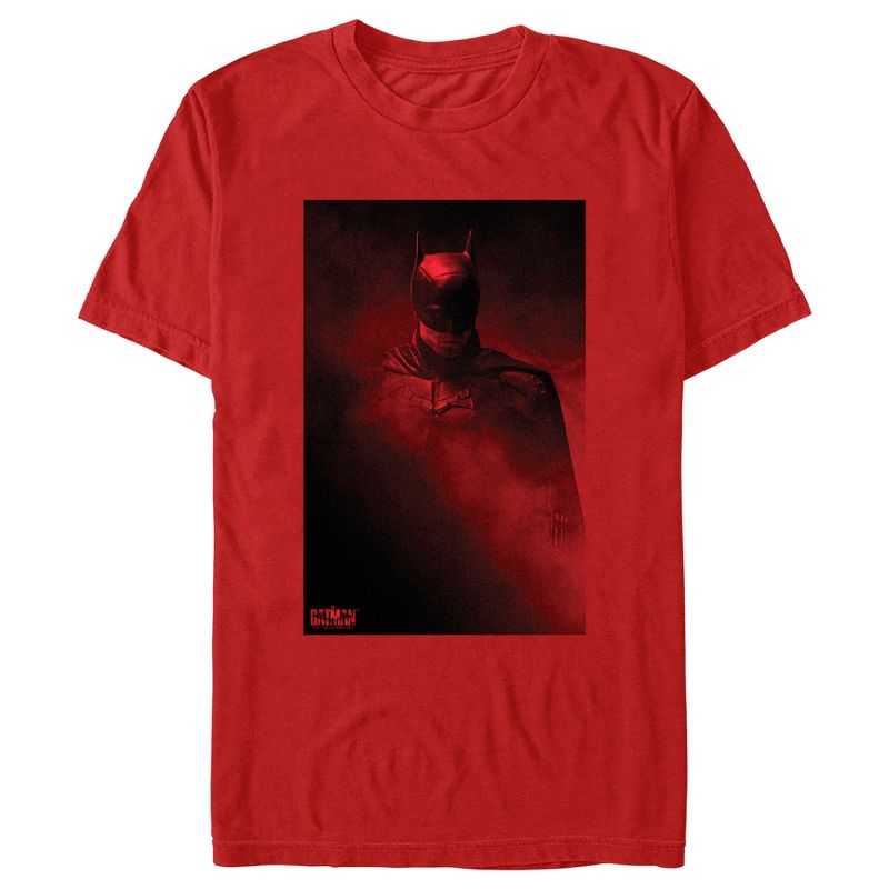 Men's The Batman Red Shadow Poster T-Shirt, 1 of 6