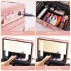 Portable Makeup Case with Mirror Travel Makeup Bag Cosmetic Organizer Box with Locks - 3 of 4