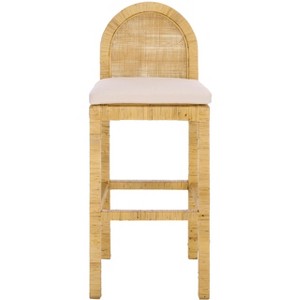 Tojo Cane Round Back Bar Stool - BST6506A - Natural/White - Safavieh - 1 of 4