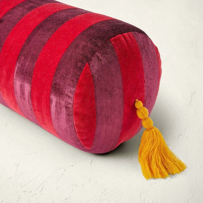 Oversized Bolster Stripe Velvet Decorative Throw Pillow Dark Berry - Opalhouse&#8482; designed with Jungalow&#8482;, 5 of 6