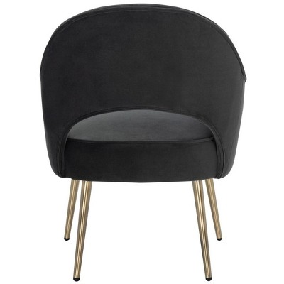 Dublyn Black Velvet Accent Chair with Gold Legs