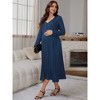 INSPIRE CHIC Women's Maternity Dresses Button Pleated Long Sleeve Photoshoot Baby Shower Pregnancy Maxi Dress - 3 of 4