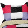 Slickblue Full/Queen Quilt Set, 100% TC Fabric Vermicelli Quilted Patchwork, Reversible, Multi Design & Color, 3pc - 3 of 4