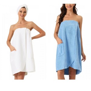 INSPIRE CHIC Women's 2 Pcs Bath Gym Towel Wrap with Shower Cap Spa Robe - 1 of 4
