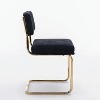 Black Modern Corduroy Dining Chair, Gold Metal Base, Armless Kitchen Chair with Fluted Tufting, Side Chair, Set of 2 - 3 of 4
