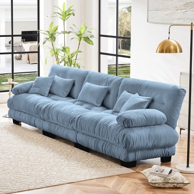 3-Seater Sectional Sofa Deep Seat Sofa Couch Chenille Soft Comfy Upholstered Sofa for Living Room, Apartment-Tanpinhause