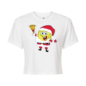 Women's - SpongeBob SquarePants - Dear Santa Cropped Graphic T-Shirt - 1 of 4