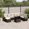 vidaXL 9 Piece Patio Sofa Set with Cushions - Brown and Cream without Storage - 2 of 4