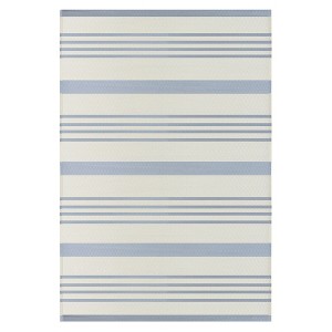 Northlight 4' x 6' Light Blue and White Striped Rectangular Outdoor Area Rug - 1 of 4