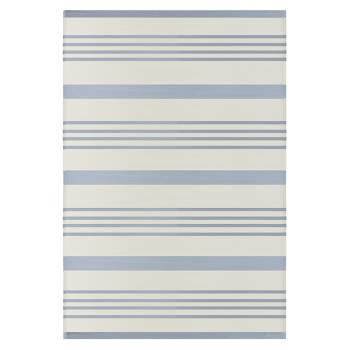 Northlight 4' x 6' Light Blue and White Striped Rectangular Outdoor Area Rug