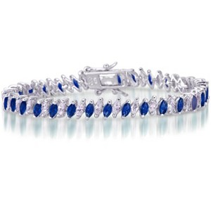 Guili Sterling Silver Blue Cubic Zirconia Tennis Bracelet, Stunning Blue Stones for a Dazzling and Elegant Design Perfect for Any Occasion - 1 of 3