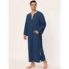 Lars Amadeus Men's Cotton V-Neck Side Split Long Night Gown with Pocket - 3 of 4