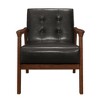Upholstery Solid Rubberwood Mid-Century Modern Accent Chair with Button-Tufted Back, Foam Cushions and Exposed Dark Walnut Frame - 2 of 4