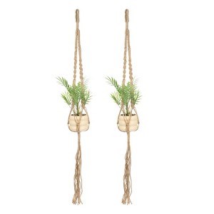 Unique Bargains Handmade Cotton Rope Hanging Basket Holder 35 Inch Brown 2-Pack - 1 of 4