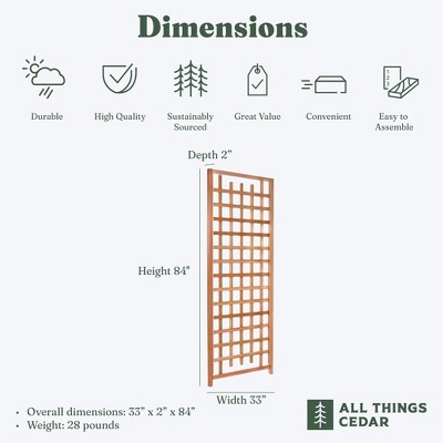 Beige Cedar Wood Outdoor Trellis Panel 33x2x84