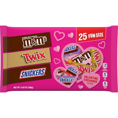 Snickers Twix and M&M's Valentine's Classroom Exchange Variety Pack - 13.63oz/25ct