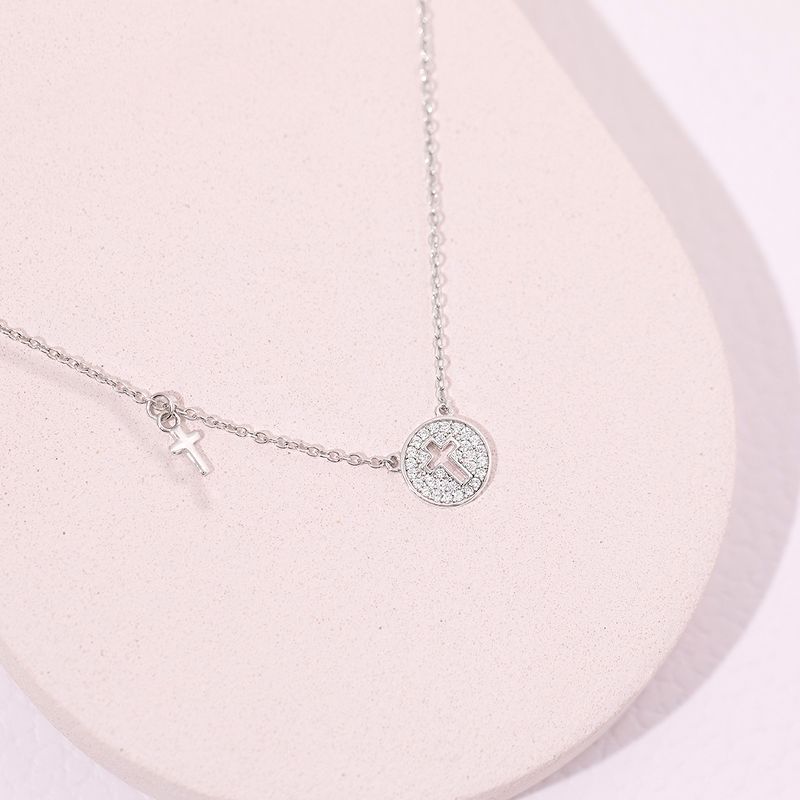 Girls' Tiny Cross & Key Sterling Silver Necklace - In Season Jewelry, 5 of 7
