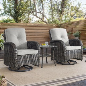 SUGOLD Outdoor Swivel Chairs,3 Pieces Patio Furniture Set with 360 Degree Wicker Swivel Rocking Chairs and Side Table for Garden,Porch,Backyard - 1 of 1