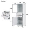 63" Tall Bathroom Storage Cabinet, Wood Floor Storage Cabinet With Adjustable Shelves, Freestanding Cupboard for Living Room Bathroom Entryway - 3 of 4