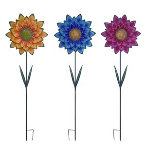 Transpac Metal Bright Backyard Flower Y/S Set of 3 Spring Home Decorations - 1 of 1