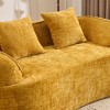 Spassway Curved Loveseat with Armrest Chenille Compressed Sofa with 2 Pillows Upholstered Sleeper Sofa - 4 of 4