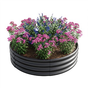 Lirago Rotundity Metal Raised Garden Bed 47.24"L x 11.4"H, Galvanized Steel Planter Box for Vegetables, Flowers & Plants Silver - 1 of 4