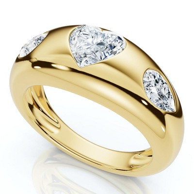 Pompeii3 1 3/10Ct Sloan Heart Shape Flush Set Diamond Dome Band 14k Gold Lab Created EF/VS