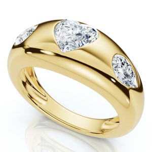 Pompeii3 1 3/10Ct Sloan Heart Shape Flush Set Diamond Dome Band 14k Gold Lab Created EF/VS - 1 of 2