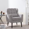 KWPZQEB Mid-Century Accent Chair, Modern Upholstered Armchair with Pillow & Wood Legs, Comfy Reading Chair for Living Room, Bedroom - 3 of 4