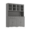 Famapy 61.2"W Gray Storage Cabinet Buffet Hutch Kitchen Pantry Cabinet with Ornate Base Trim: Blend of Elegance and Utility - 4 of 4