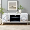 Mirrored Glass TV Stand with 2 Open Storage & 2 Storage Cabinets, Entertainment Center with Mirror Doors, TV Console Table for 65+ Inch TV - 2 of 4