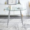 KWPZQEB Round Dining Table for 4, Round Dining Table with Tempered Glass & Metal Legs, Mid Century Modern Round Table for Dining Room - 2 of 4