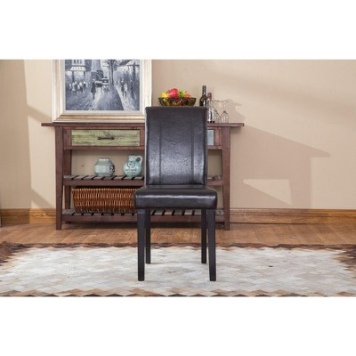 Brown Faux Leather Upholstered Parsons Side Chair Set