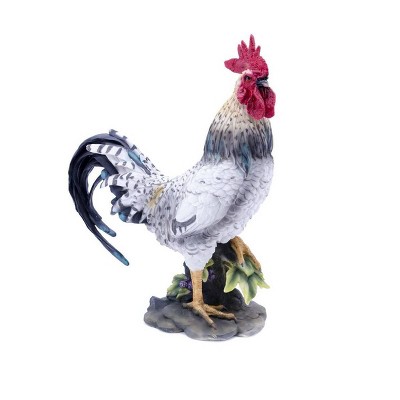 24" Polyresin Rooster Statue Black/White - Hi-Line Gift