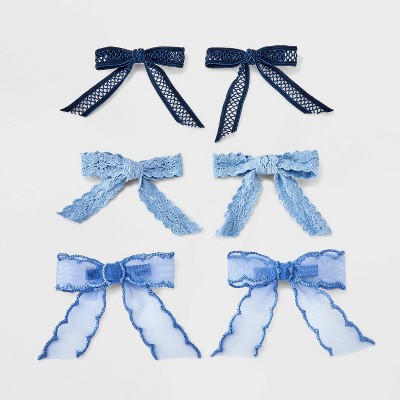 Girls' 6pk Ribbon Bow Clip Set - art class™ Blue