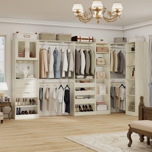 Aheaplus 100" × 100" Closet System wth Door and Wooden Drawers(Adjustable Width) - 1 of 4