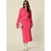 Seta T Womens' Winter Casual Crewneck Sweater Midi Skirts with Pockets Lounge Set Two Pieces - 3 of 4