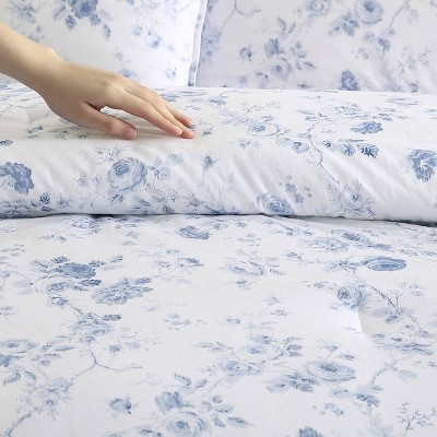 Belinda Twin Blue Cotton Reversible Comforter Set