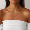 Heart Cross Pendant Necklace 14K Gold Plated Minimalist Religious Jewelry Layered Figaro Cross-SL - 2 of 4