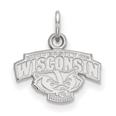 Black Bow Jewelry 14k White Gold Wisconsin Badgers NCAA Extra Small Pendant