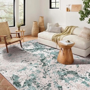 Area Rugs: Washable Non-Slip Marble Pattern Abstract Carpet, Soft Stain Resistant Rug for Living Room, Bedroom, Home, Dining Room - 1 of 4