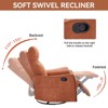Okak Fabric Accent Manual Recliner Chair with Heat Massage Function Modern Recliner with Rocker and Swivel for Living Room Bedroom Guest Room, Brown - 3 of 4