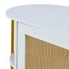 GlasFlength Decorative Storage Cabinets Elegant Curved Dining Cabinet with Woven Rattan Doors and Gold Trim for Dining Room, White, 47.2"*15.7"*31.1" - 4 of 4