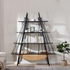 VYNXARIA Sailboat-Inspired Black Bookshelf with 4-Tier Open Storage and Drawer - 2 of 4