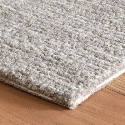 Hand Hooked Gray Wool Runner Rug with Ivory Accents, 2'5" x 8'