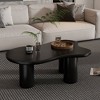 Lyngins 39.4" Cream Coffee Table with Petal-Shaped Circular Top & Sturdy Chunky Legs, Minimalist Irregular Tea Table with Sleek Round Edges - 2 of 4