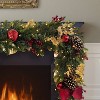 Puleo 6'x10" Pre-Lit Battery-Operated Red Ribbon Garland - 2 of 4