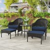 COWLOWN Blue All-Weather Outdoor Wicker Chairs, Rattan Patio Dining Chair Set for Porch, Balcony, Lawn, and Backyard Seating - 2 of 4