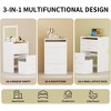 FONTOI 37.4"W 3-in-1 Makeup Vanity Table Desk with Mirror 3 Drawers and Stool Glass Desktop for Bedroom Dressing Room, White, 37.4"*18.9"*11.81" - 4 of 4